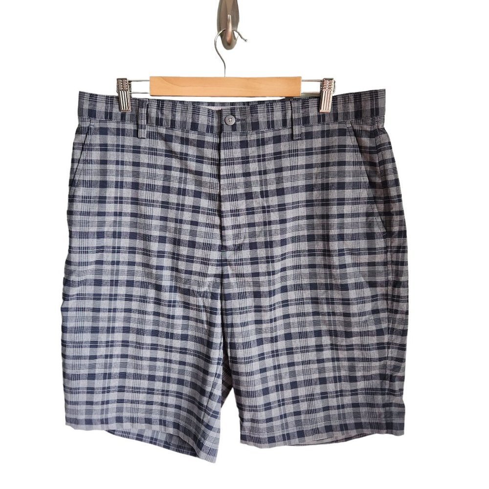 Footjoy Shorts Men's 36 Blue Gray Grey Plaid Short Golf Pockets